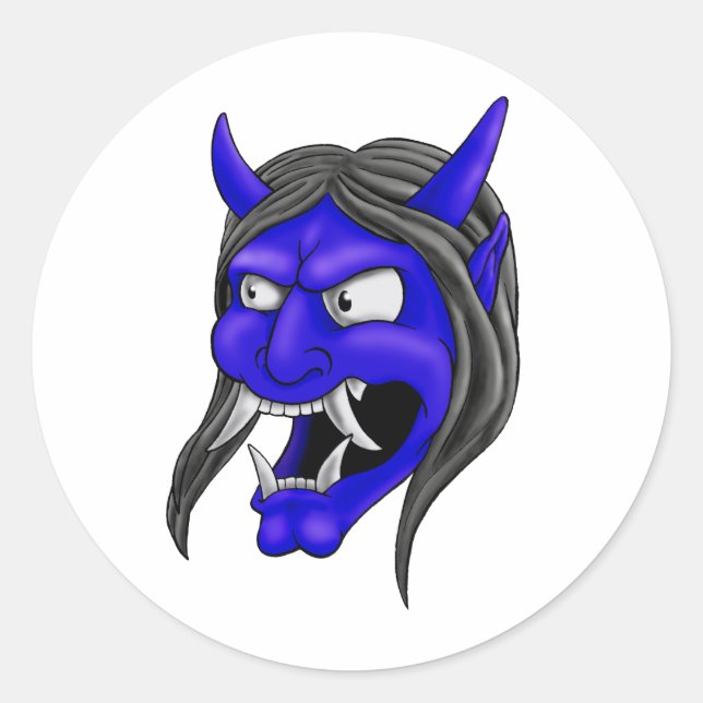 Japanisch Hannya Mask Runder Aufkleber (Vorderseite)