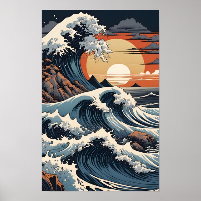 Japanisch Hokusai Poster (Vorne)