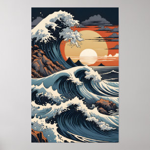Japanisch Hokusai Wave Poster