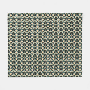 Japanisch inspiriert Aquamarin & Beige Fan Fleecedecke
