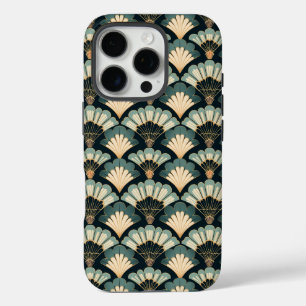 Japanisch inspiriert Aquamarin & Beige Fan iPhone 16 Pro Hülle