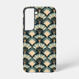 Japanisch inspiriert Aquamarin & Beige Fan Samsung Galaxy Hülle