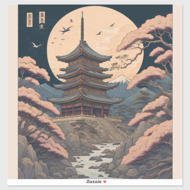Japanisch inspirierte Kunst und Illustrationen Art Aufkleber (Blatt)