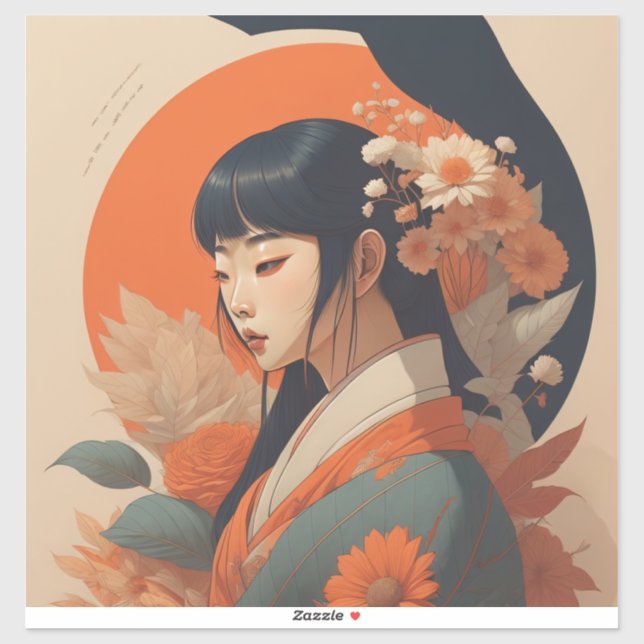 Japanisch inspirierte Kunst und Illustrationen Art Aufkleber (Blatt)