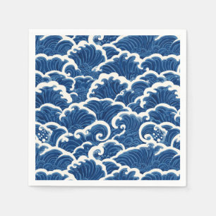 japanisch Inspiriertes Seamless Ocean Wave Muster Serviette