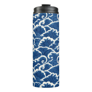 japanisch Inspiriertes Seamless Ocean Wave Muster Thermosbecher