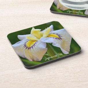 Japanisch Iris Floral, weiß und gelb Getränkeuntersetzer