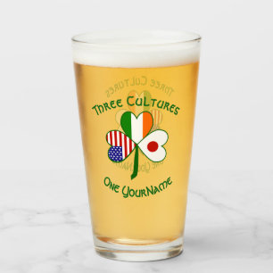 Japanisch Irisch Amerikanische Kleeblattflagge Per Glas