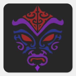 Japanisch Kabuki Maske Tribal Lila Makeup Quadratischer Aufkleber