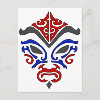 Japanisch Kabuki Maske Tribal Red Blue Makeup Postkarte