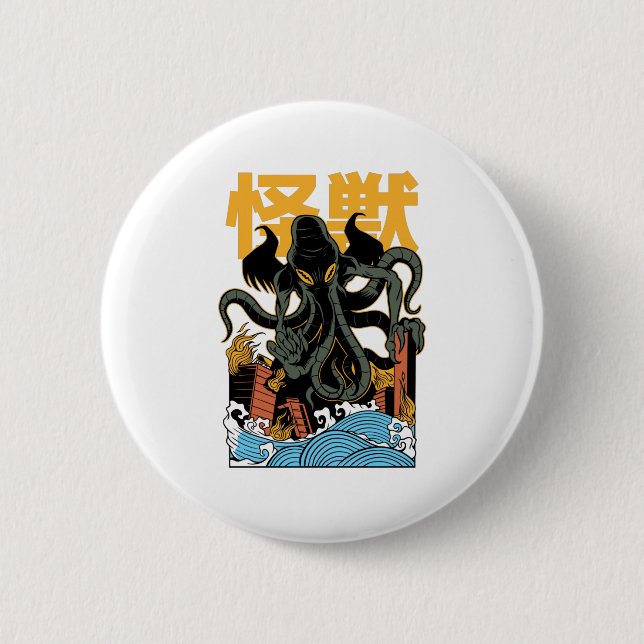 Japanisch Kaiju Cthulhu Button (Vorderseite)