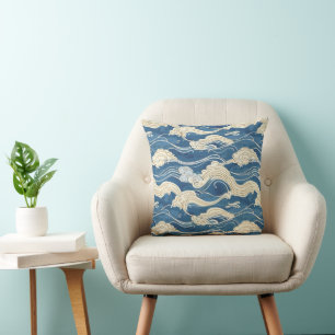 Japanisch Kanagawa Wave Pattern Kissen