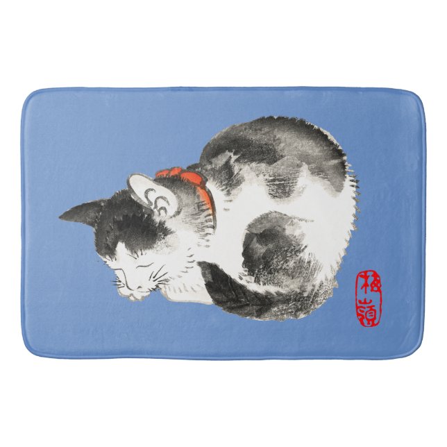 Japanisch Katze schwarz und weiß schlafen Badematte (Vorderseite)