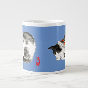 Japanisch Katze schwarz und weiß schlafen Jumbo-Tasse