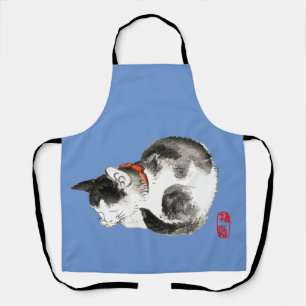 Japanisch Katze schwarz und weiß schlafen Schürze