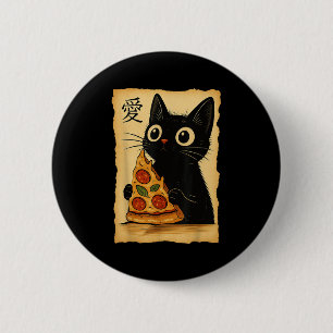 Japanisch Kawaii Anime Cat Pizza Ästhetische Katze Button