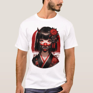 Japanisch Kawaii Anime Girl Waifu Otaku Oni Maske T-Shirt