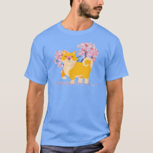 Japanisch Kawaii Sakura Cherry Blossom Akita Dog T-Shirt