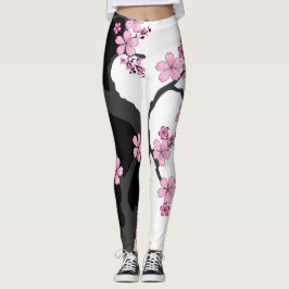 Japanisch Kimono Schwarz und Weiß Leggings