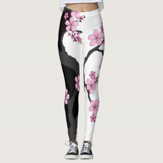 Japanisch Kimono Schwarz und Weiß Leggings