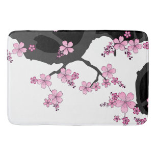 Japanisch Kimono Schwarz-Weiß-Rosa Sakura Badematte