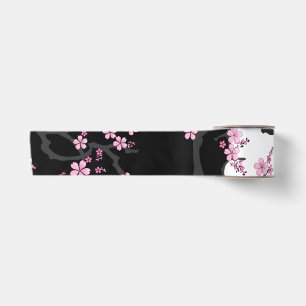 Japanisch Kimono Schwarz-Weiß-Rosa Sakura Satinband