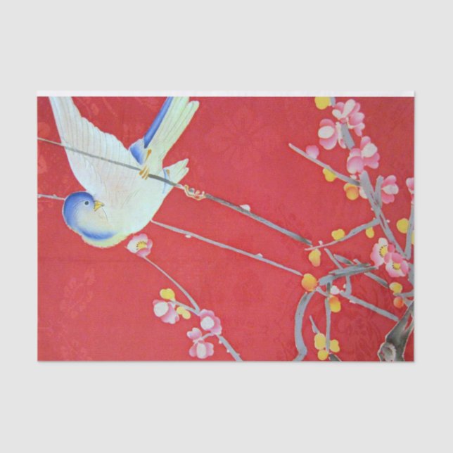 Japanisch KIMONO Textil, Bluebird Seidenpapier (Vorderseite)