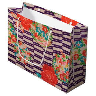 Japanisch KIMONO Textil, Blume Große Geschenktüte