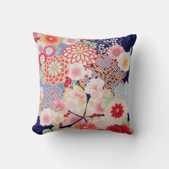 Japanisch KIMONO Textil, Blume Kissen (Vorderseite)