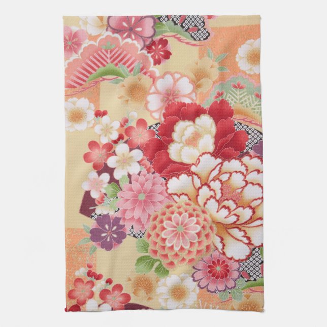 Japanisch KIMONO Textil, Blume Küchentuch (Vertikal)