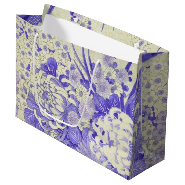 Japanisch KIMONO Textil, Chrysanthemum Große Geschenktüte (Vorderseite Schrägansicht)