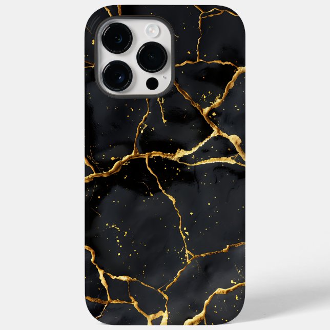 Japanisch Kintsugi Black & Gold Case-Mate iPhone 14 Pro Max Hülle (Rückseite)