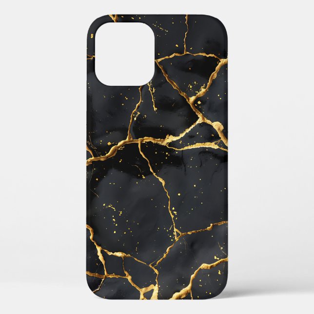 Japanisch Kintsugi Black & Gold Case-Mate iPhone Hülle (Rückseite)