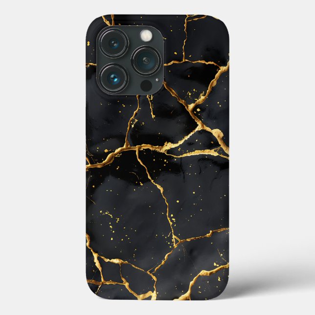 Japanisch Kintsugi Black & Gold Case-Mate iPhone Hülle (Rückseite)