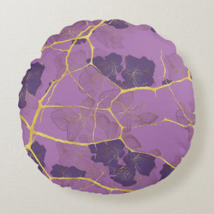 Japanisch Kintsugi. Doppelseitig. Rundes Kissen