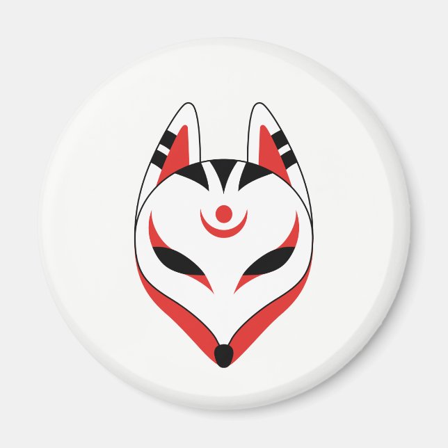 Japanisch Kitsune Fox Maske Magnet (Vorne)