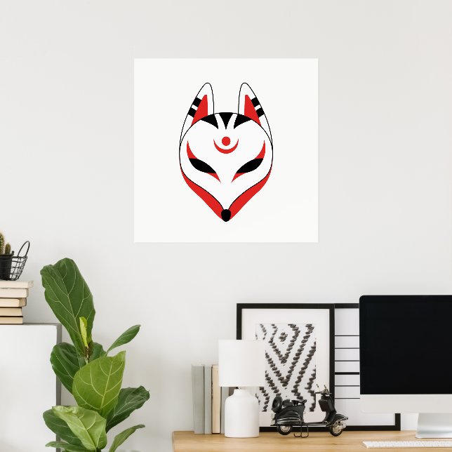 Japanisch Kitsune Fox Maske Poster (Heimbüro)
