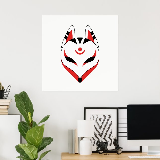 Japanisch Kitsune Fox Maske Poster (Heimbüro)