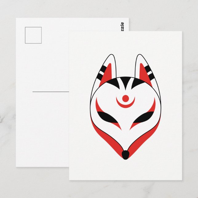 Japanisch Kitsune Fox Maske Postkarte (Vorne/Hinten)