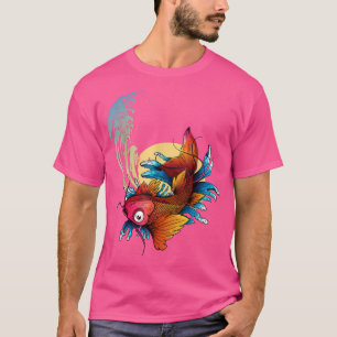Japanisch Koi Carp Sakura Waves Japan Moon Japanis T-Shirt