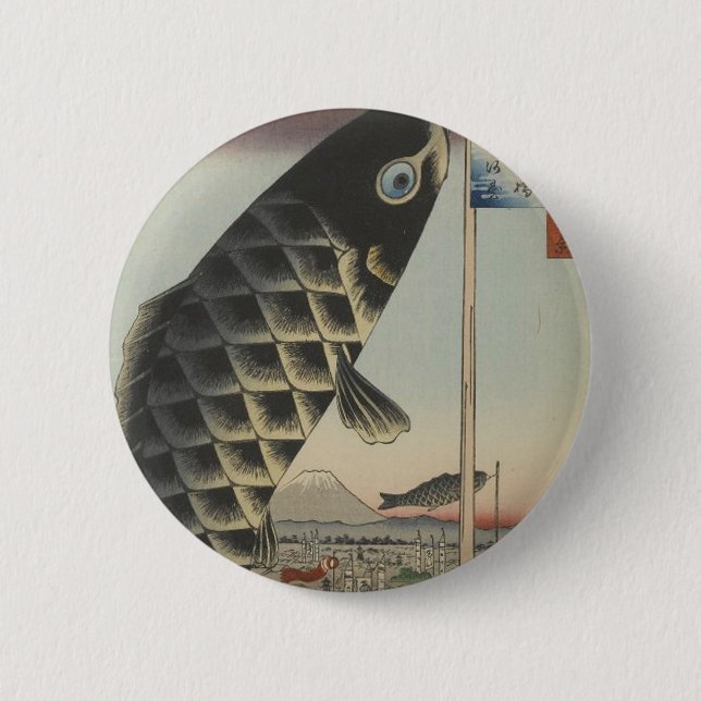 Japanisch Koi Fish Festival Flag Antike Button (Vorderseite)