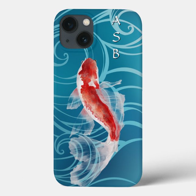 Japanisch Koi Fish Oriental Blue Waves Japan Case-Mate iPhone Hülle (Rückseite)