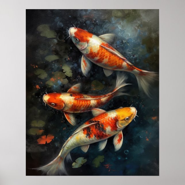 Japanisch Koi Fish Pond Art Print Poster (Vorne)