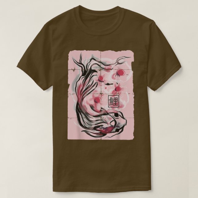 Japanisch Koi Fish Sakura Cherry Blossom Graphic T-Shirt (Design vorne)