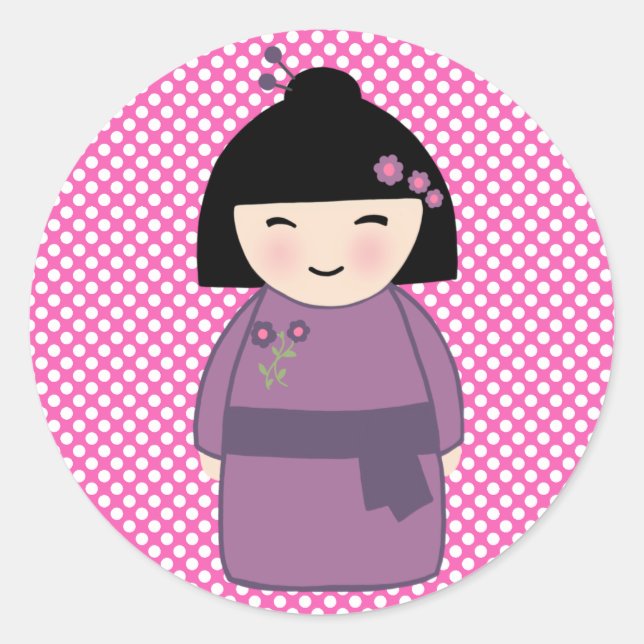 Japanisch Kokeshi Doll Sticker (Vorderseite)