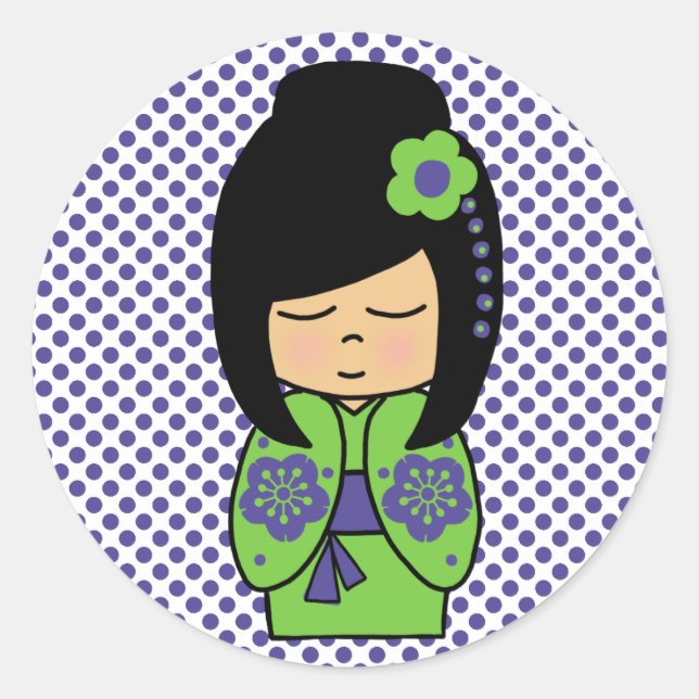 Japanisch Kokeshi Doll Sticker (Vorderseite)