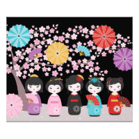Japanisch Kokeshi Dolls Black
