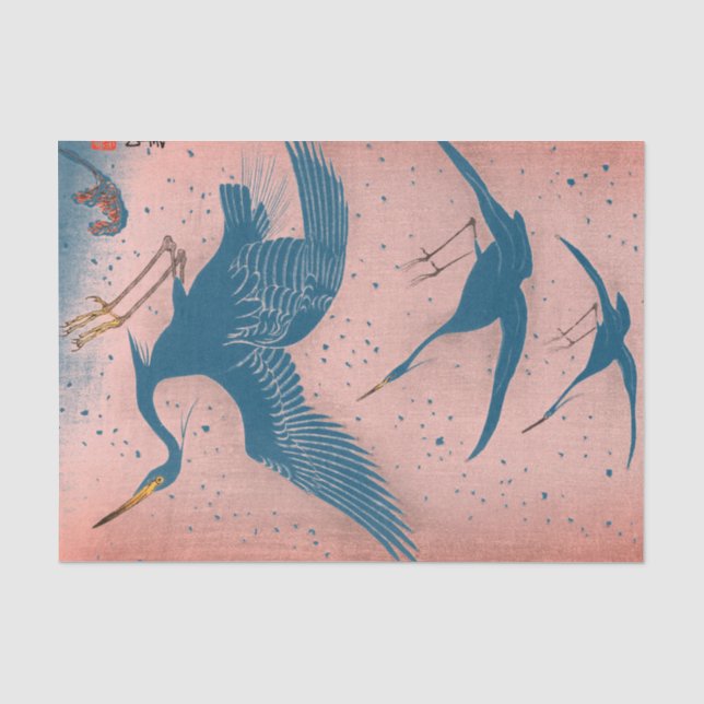 JAPANISCH KRANE Tissue Paper BLAU AND PINK Seidenpapier (Vorderseite)