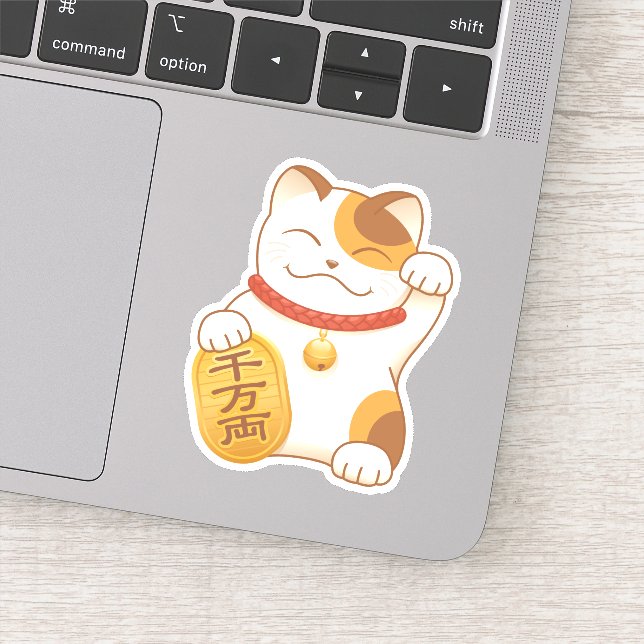Japanisch Lucky Calico Cat, Maneki Neko Aufkleber (Detail)