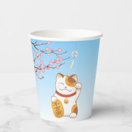 Japanisch Lucky Calico Cat, Maneki Neko Pappbecher